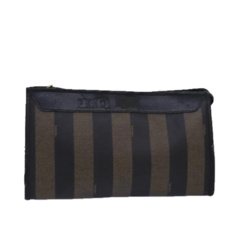 FENDI Pecan Canvas Clutch Bag Black Brown  ti1705