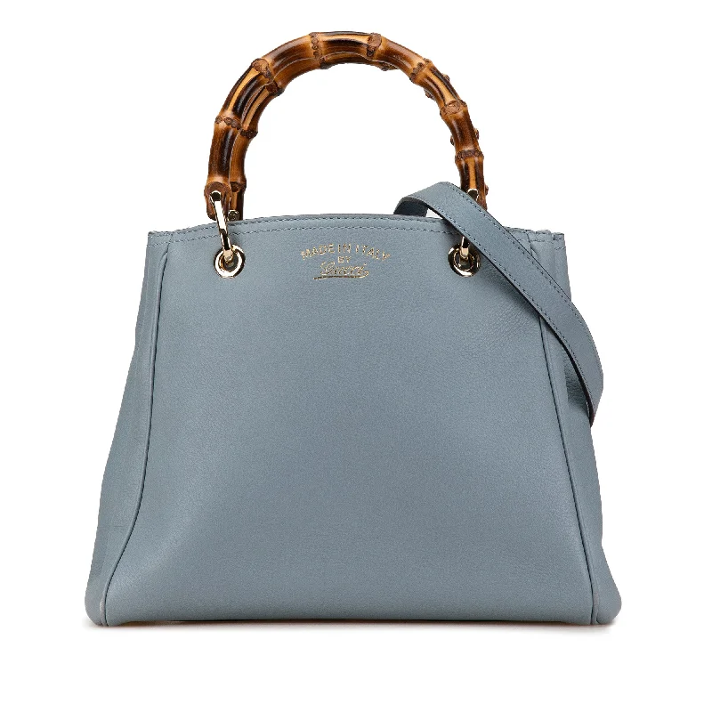 Blue Gucci Small Bamboo Shopper Satchel