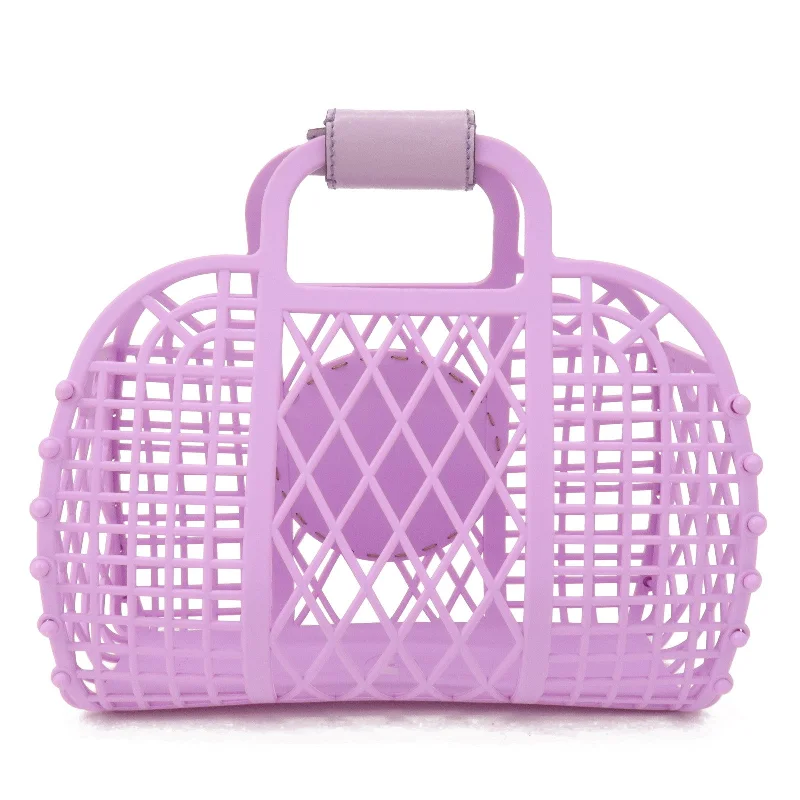 FENDI Plastic Leather Basket Hand Bag Small Purple 8BH388