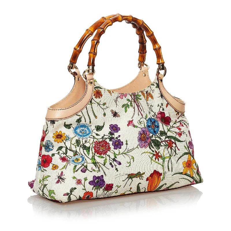 Gucci Bamboo Flora Canvas Handbag (29764)