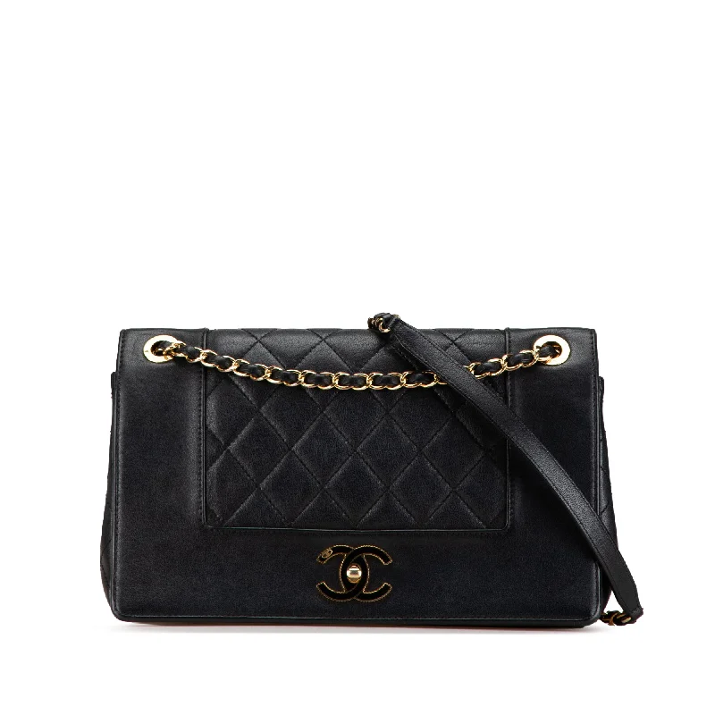 Black Chanel Medium Lambskin Mademoiselle Vintage Double Flap Crossbody Bag