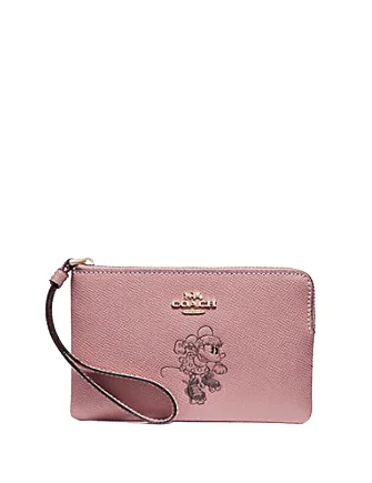 Coach Corner Zip Wristlet With Minnie Mouse Motif