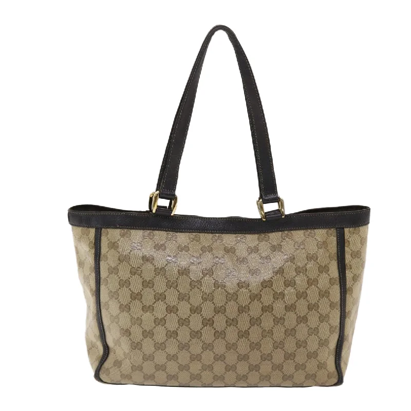 GUCCI GG Canvas Tote Bag Coated Canvas Beige Dark Brown 268639  49291