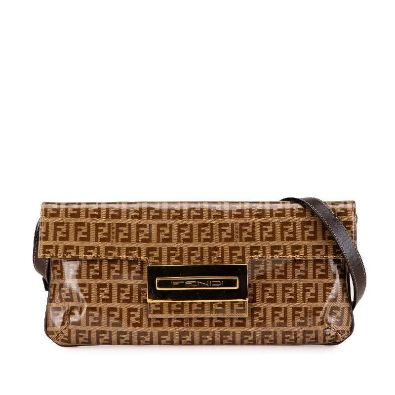 Brown Fendi Zucchino Crystal Shoulder Bag