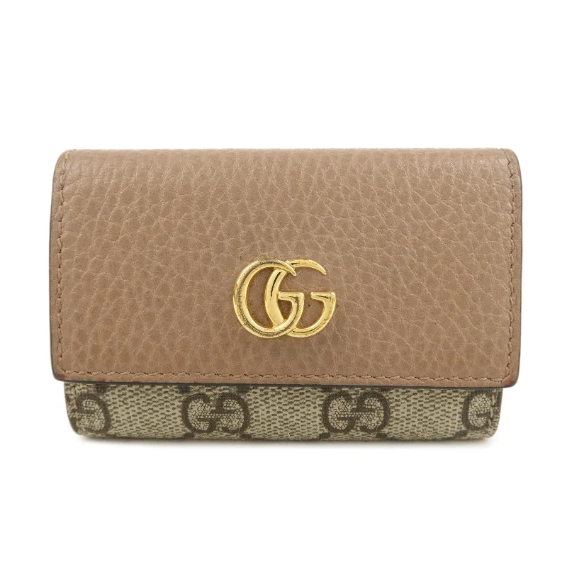 GUCCI GG Marmont Leather GG Supreme 6 Key Case Beige 456118