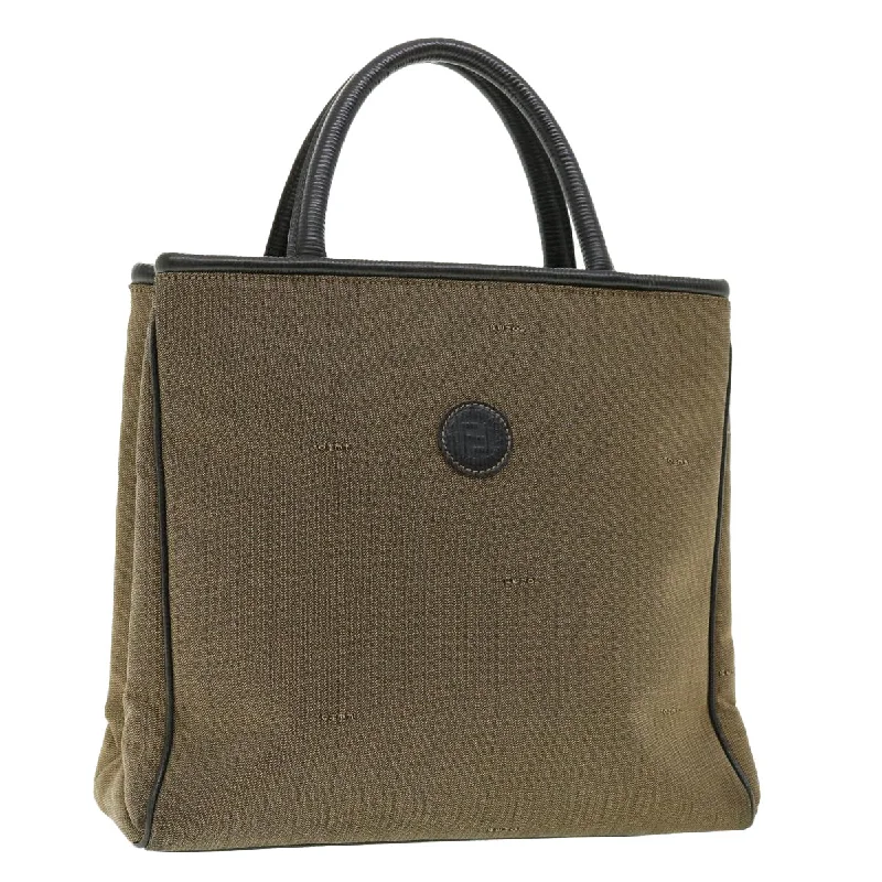 FENDI Pecan Canvas Hand Bag Brown  bs4791