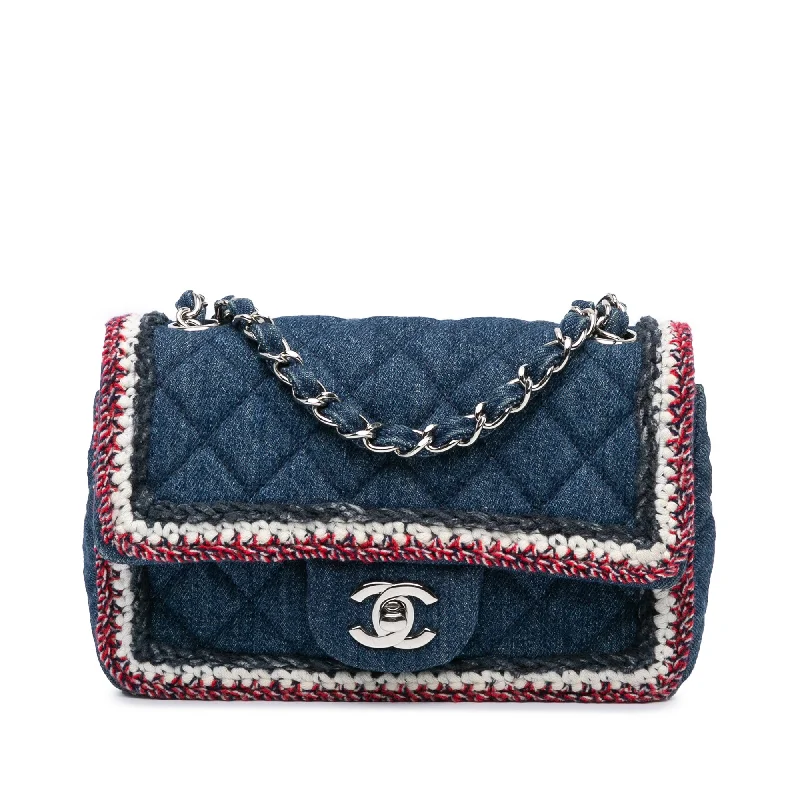 Blue Chanel Mini Rectangular Classic Denim Tweed Framed Single Flap Shoulder Bag