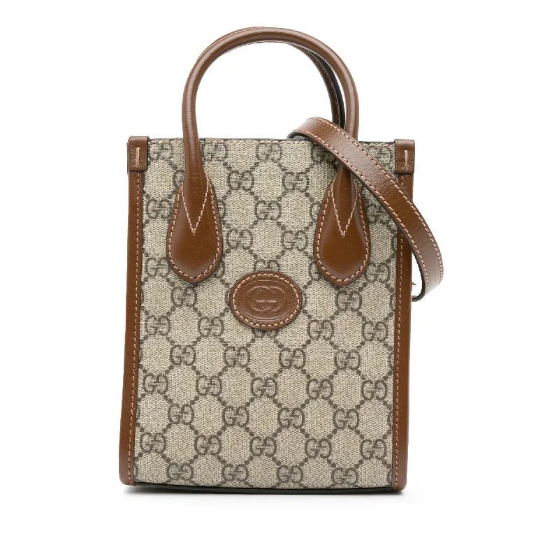 Brown Gucci Mini GG Supreme Interlocking G Satchel