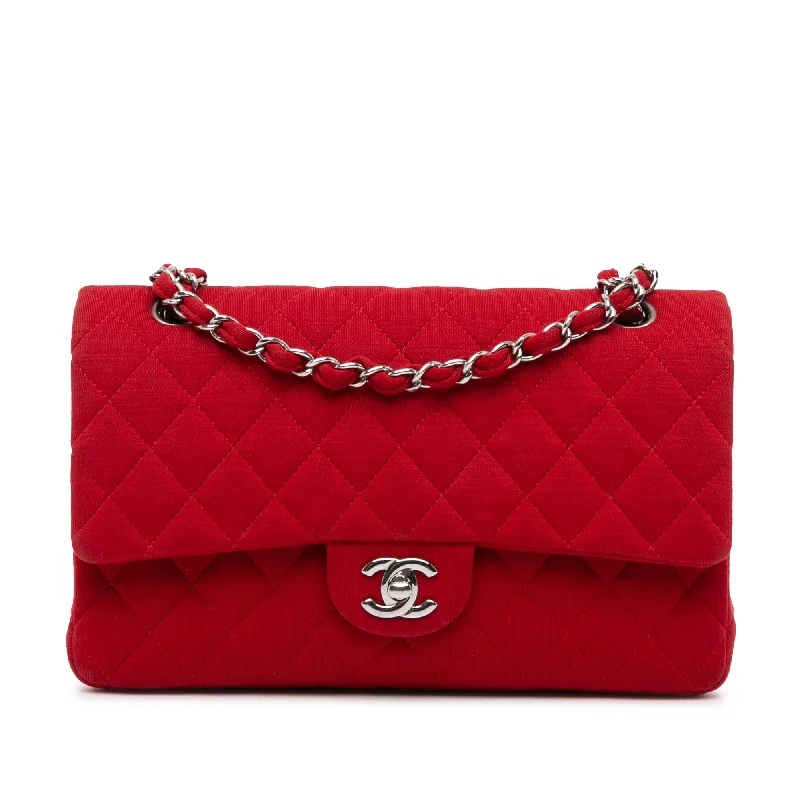 Red Chanel Medium Classic Jersey Double Flap Shoulder Bag