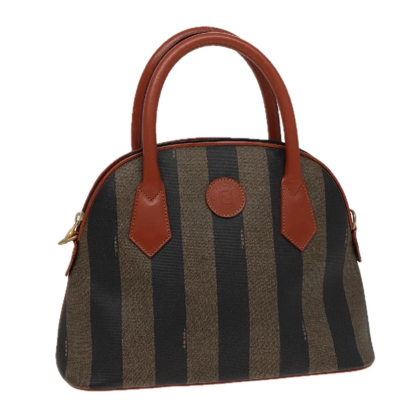 FENDI Pecan Canvas Hand Bag Brown Black  79555