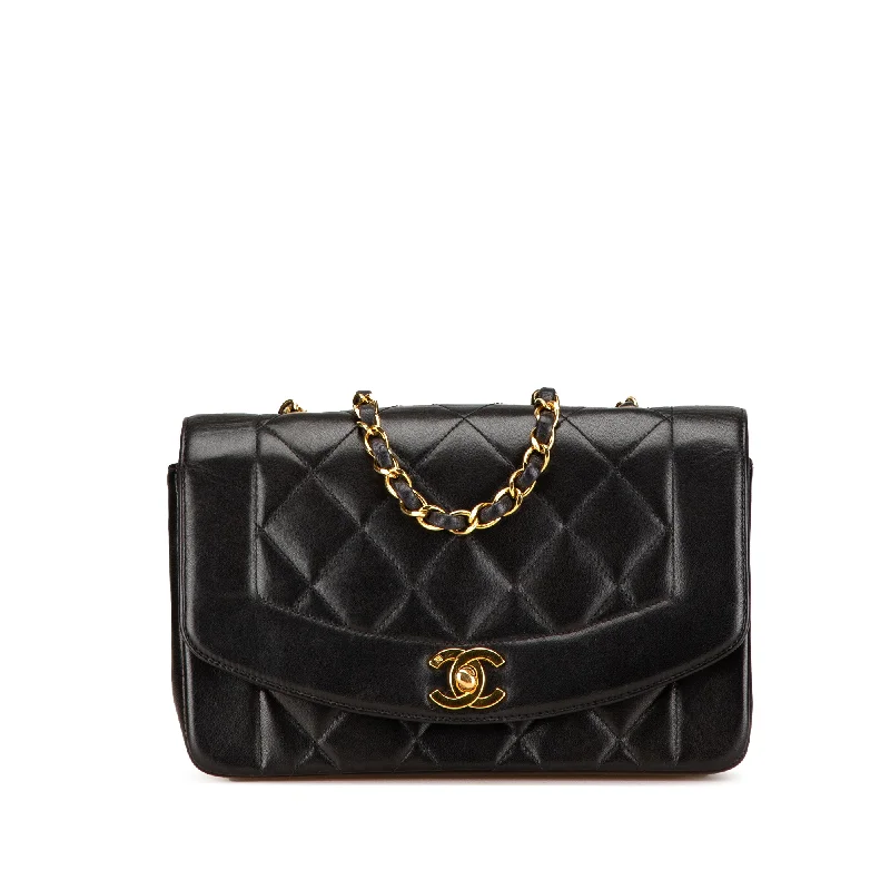 Black Chanel Small Lambskin Diana Flap Crossbody Bag