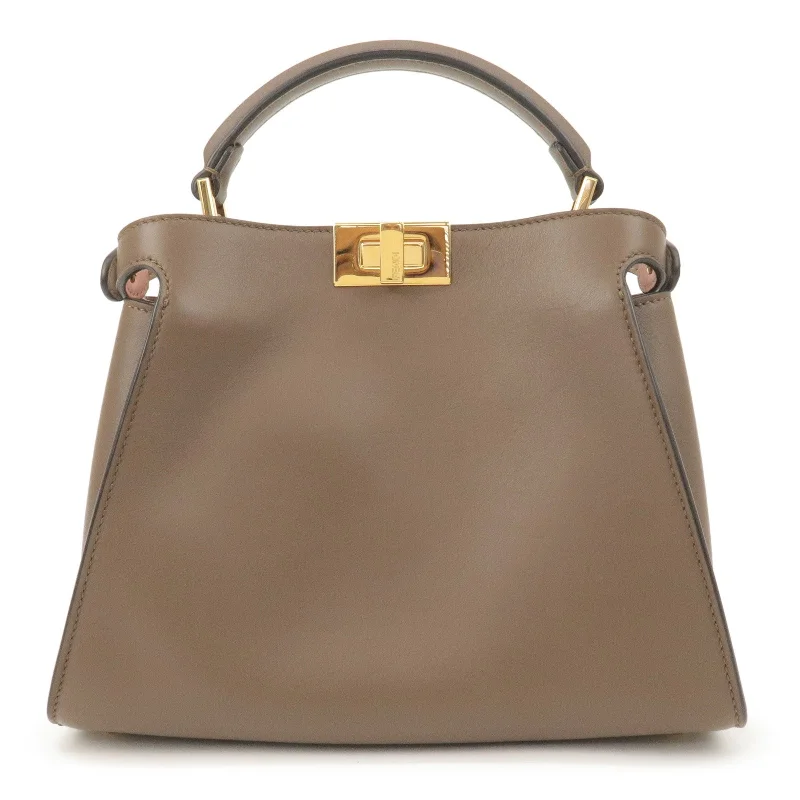 FENDI Peekaboo Iconic Essentially Leather 2Way Bag Brown 8BN302