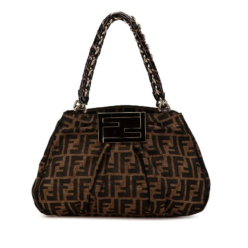 Brown Fendi Small Zucca Canvas Mia Chain Tote