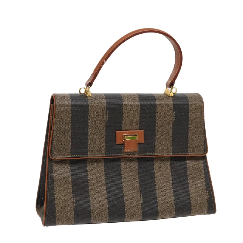 FENDI Pecan Canvas Hand Bag Black Brown  83199