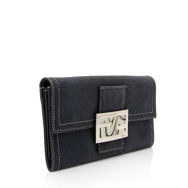 Fendi Vintage Denim Continental Wallet (SHF-2XXWBh)