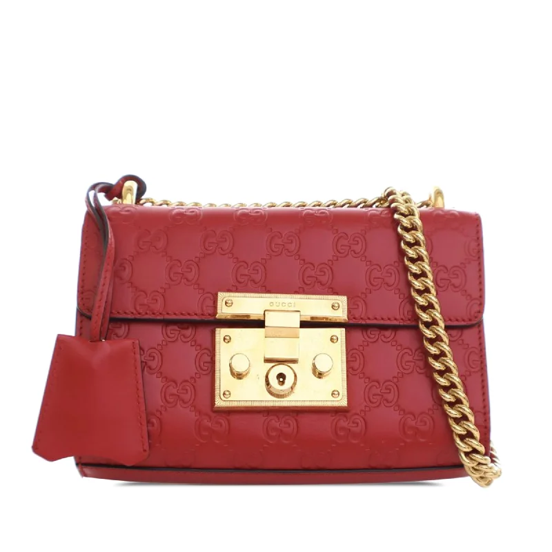 Red Gucci Small Guccissima Padlock Crossbody