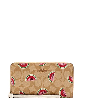 Coach Large Phone Wallet in Signature Canvas With Watermelon Print