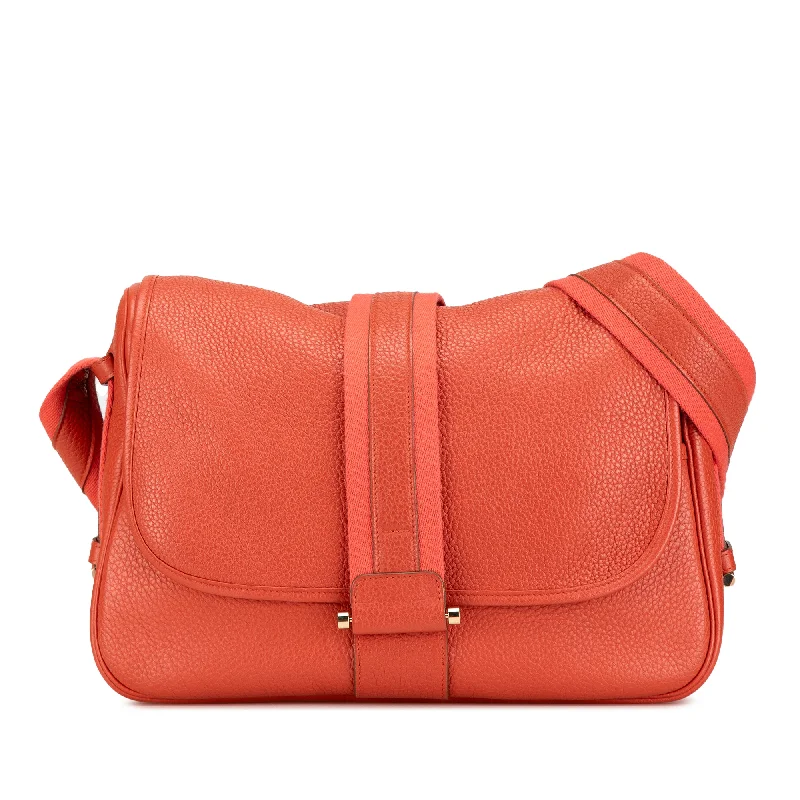 Red Hermès Taurillon Clemence Bourlingue Crossbody Bag