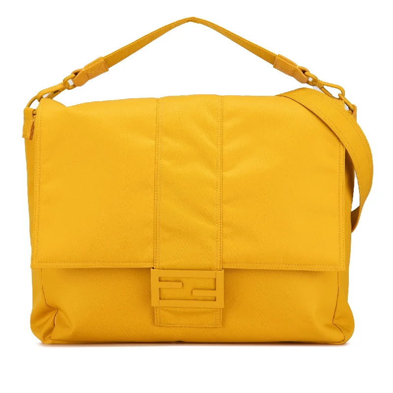 Yellow Fendi Nylon Baguette Messenger Bag Satchel