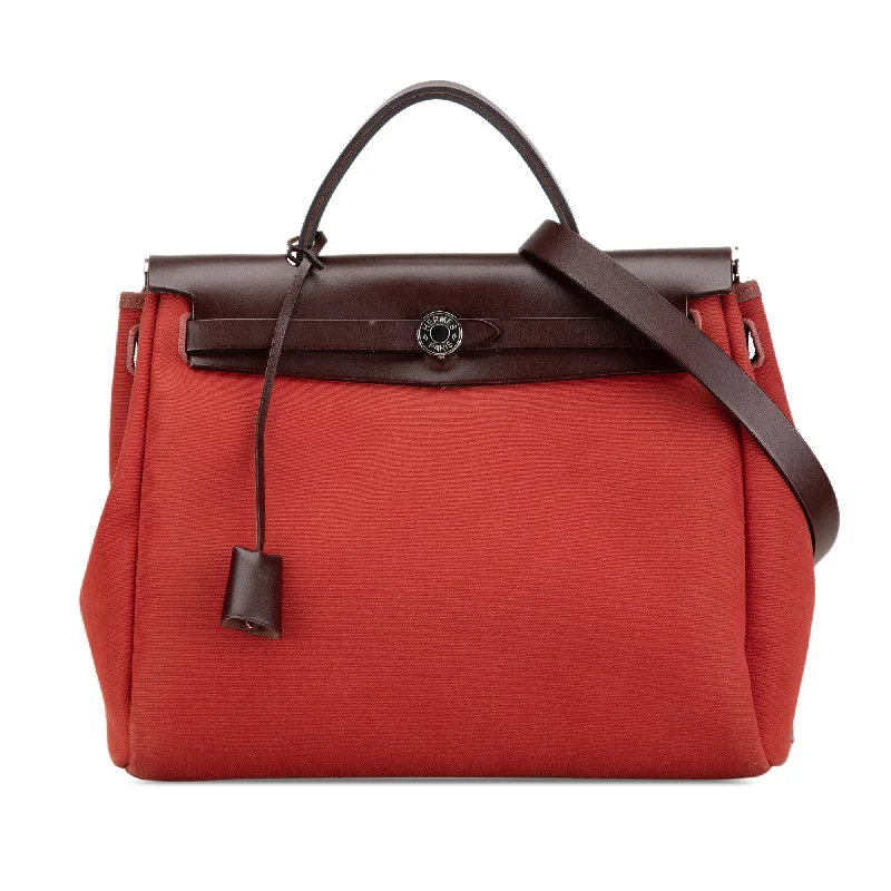 Red Hermès Toile Herbag Zip 31 Satchel