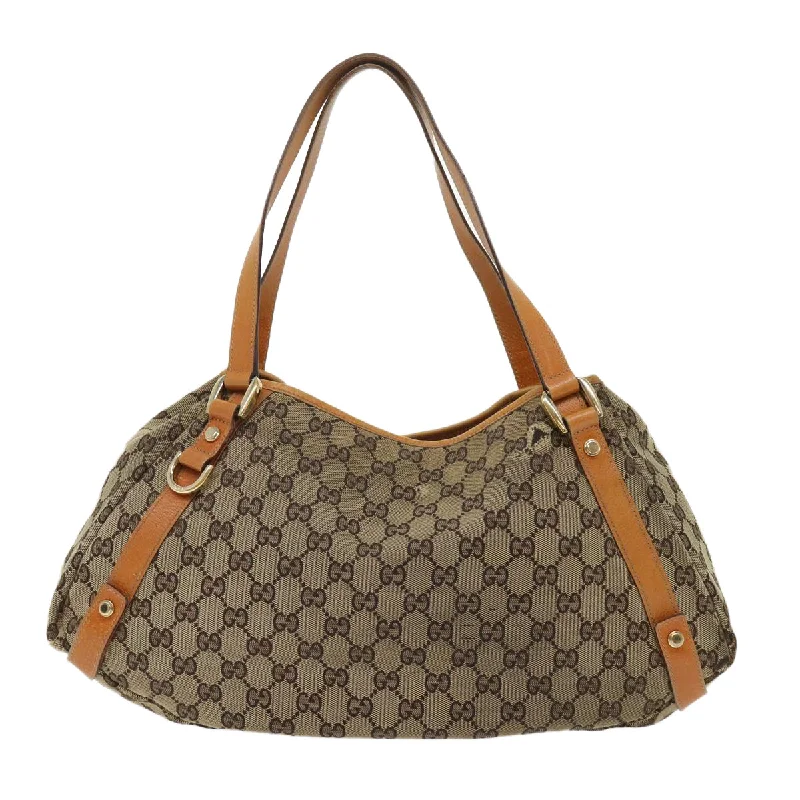 GUCCI GG Canvas Hand Bag Leather Brown  48449