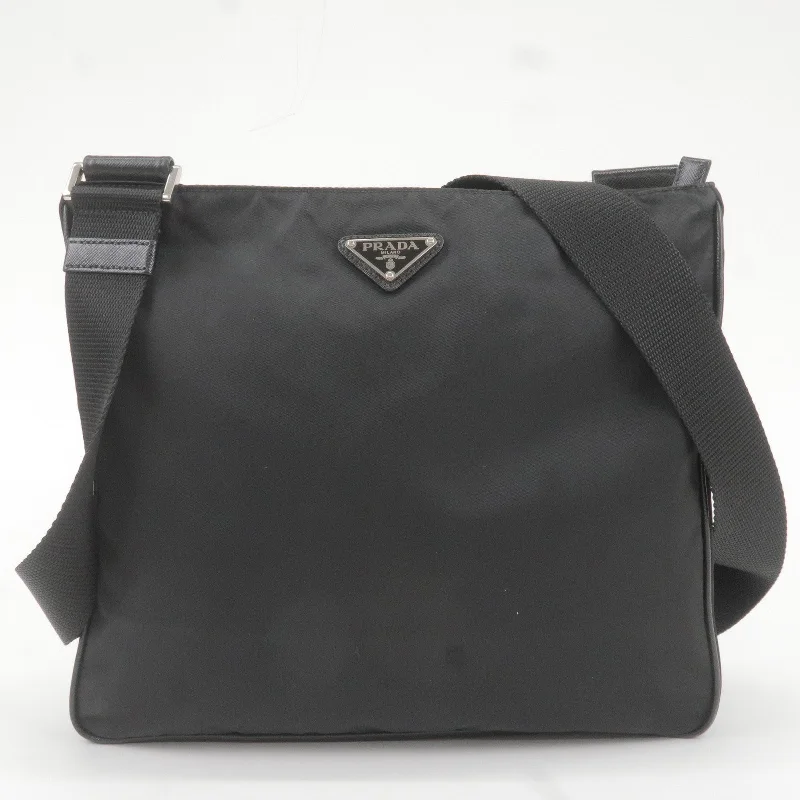 PRADA Nylon Leather Shoulder Bag Purse Black NERO