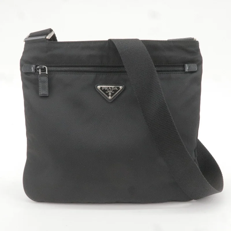 PRADA Logo Nylon Leather Shoulder Bag NERO Black VA0563