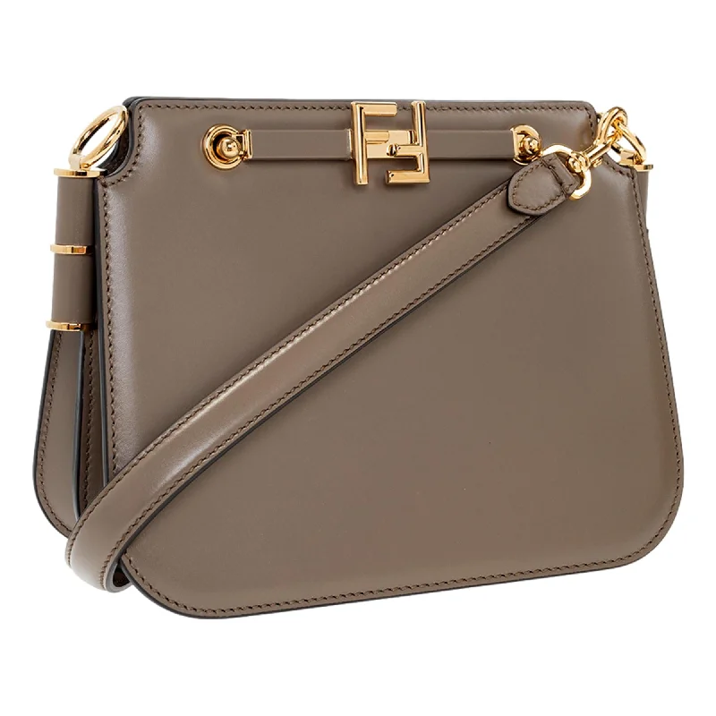 Fendi Touch Taupe Tartufo Leather Shoulder Bag