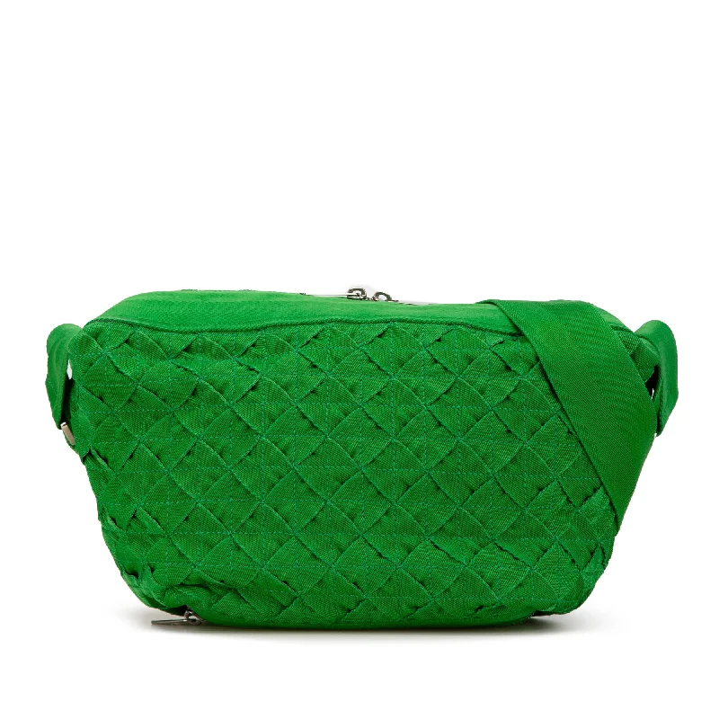 Green Bottega Veneta Canvas Intrecciato Webbing Cassette Crossbody