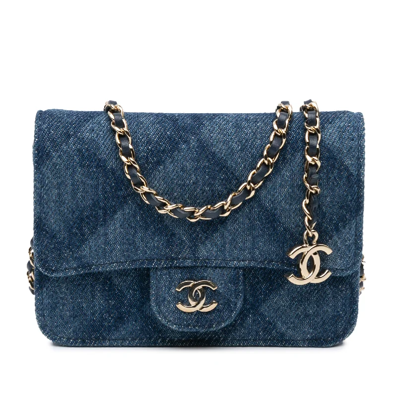 Blue Chanel Denim Printed Belt Bag