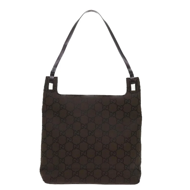 GUCCI GG Canvas Shoulder Bag Nylon Brown 0013102  46114