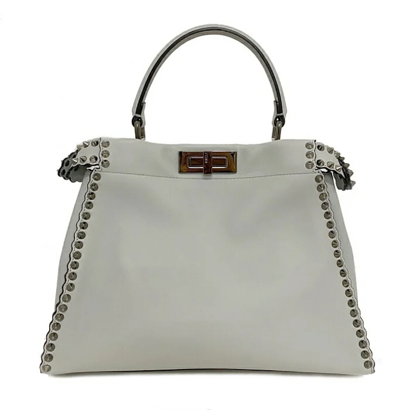 Fendi Peek-A-Boo Regular Gray 8BN290 A0K8 F136H 2WAY Bag Calf Leather FENDI Ladies Studs Icon Shoulder Handbag