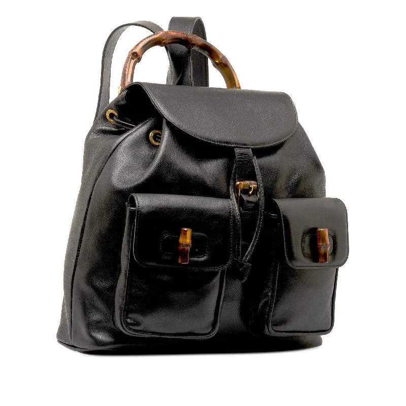 Gucci Bamboo Drawstring Leather Backpack (b7jhdk)