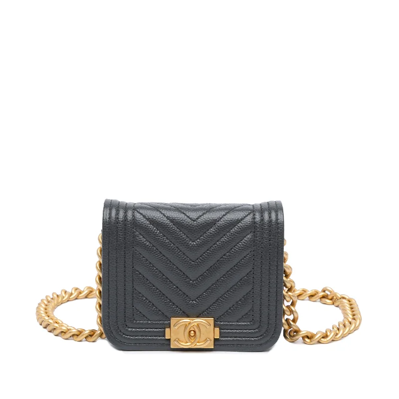 Gray Chanel Chevron Caviar Boy Belt Bag