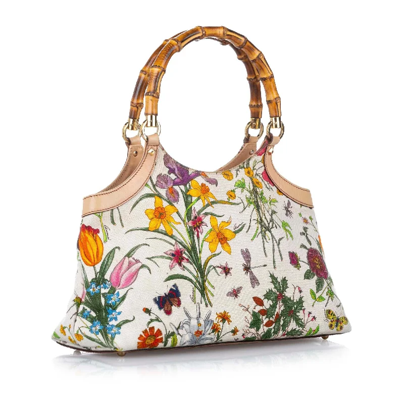 Gucci Bamboo Flora Canvas Handbag (17799)