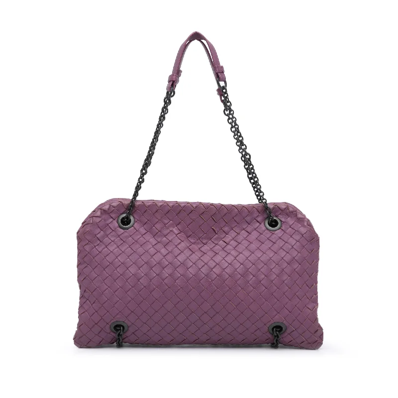 Purple Bottega Veneta Nappa Intrecciato Duo Shoulder Bag