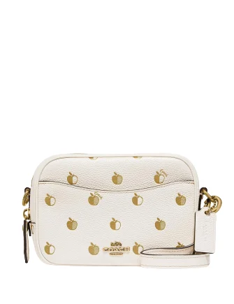 Coach Gold Foil Apple Print Leather Camera Bag 16