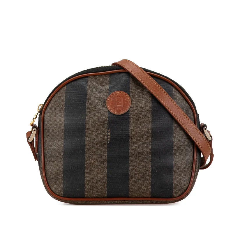 Brown Fendi Pequin Coated Canvas Crossbody