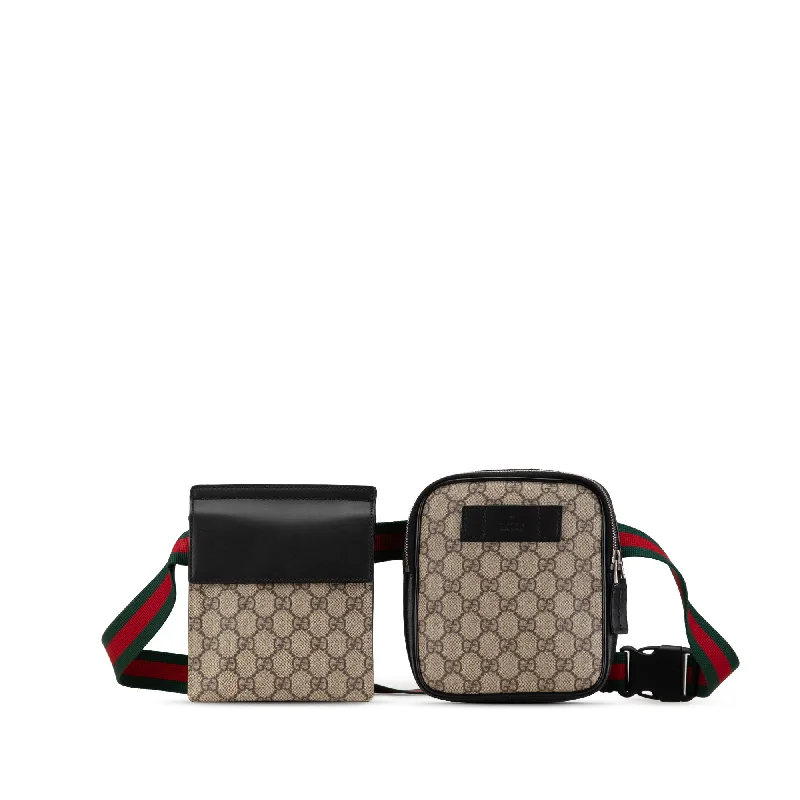 Brown Gucci GG Supreme Web Belt Bag