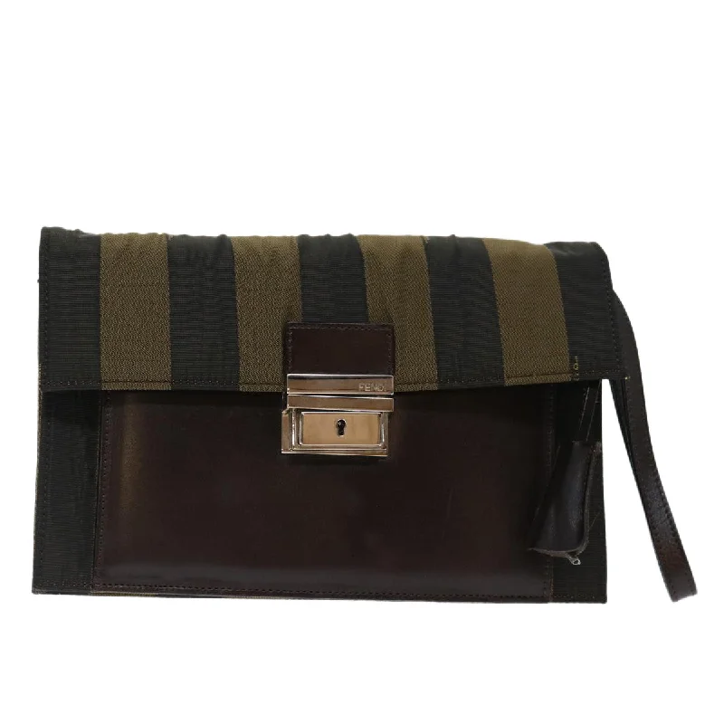 FENDI Pecan Canvas Clutch Bag Black  70820