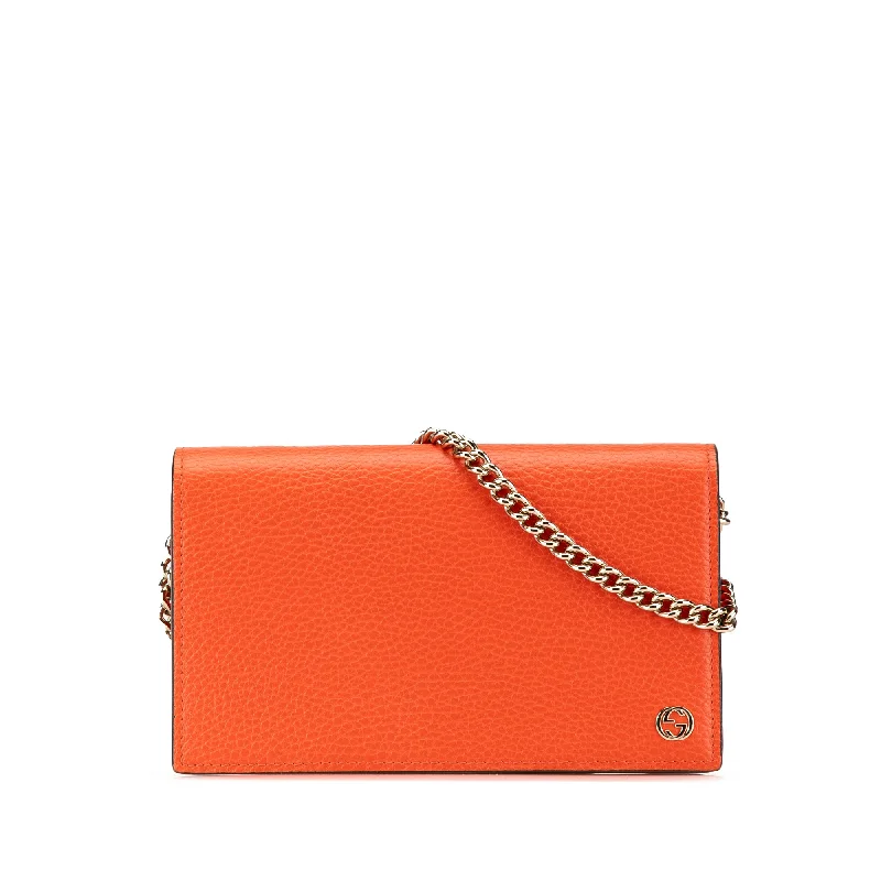 Orange Gucci Leather Betty Wallet on Chain Crossbody Bag