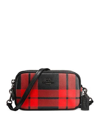 Coach Crossbody Pouch in Plaid Print Leather