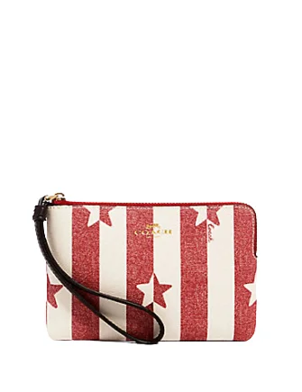 Coach Corner Zip Wristlet With Stripe Star Print