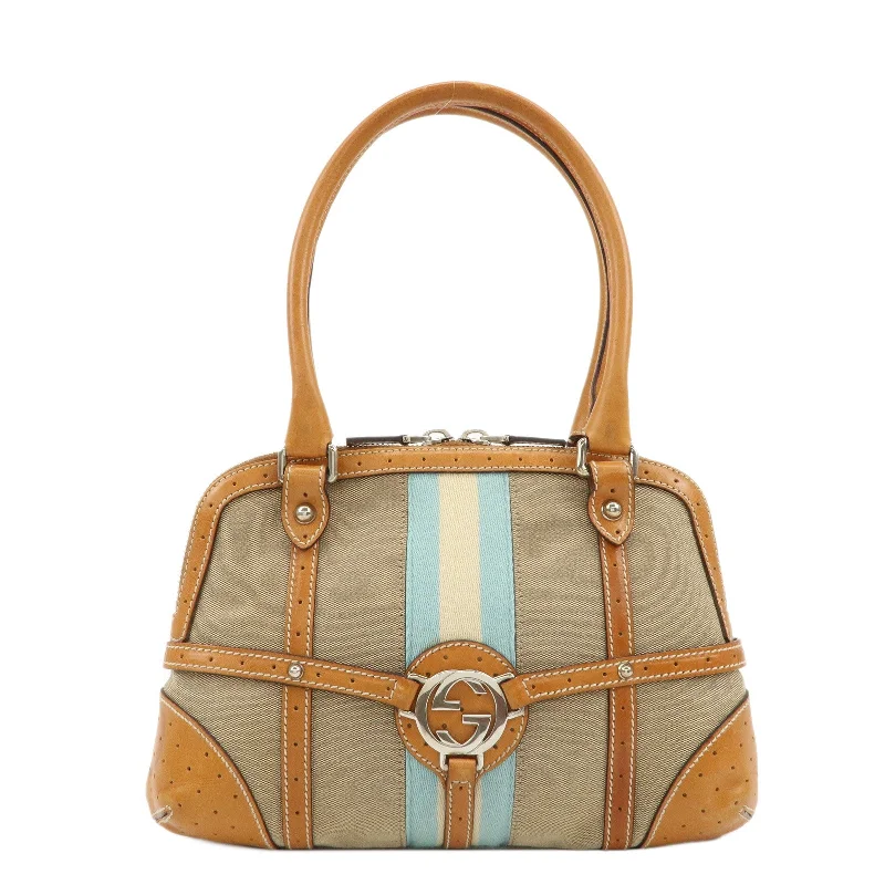 GUCCI Sherry Interlocking G Canvas Leather ShoulderBag 114882