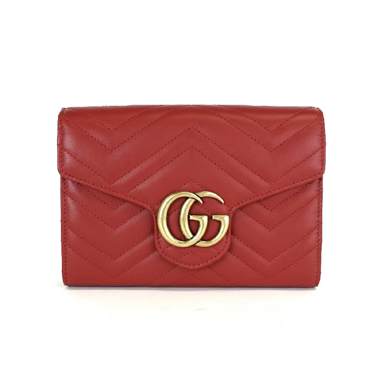 Marmont Matelasse Chevron Leather Wallet on Chain