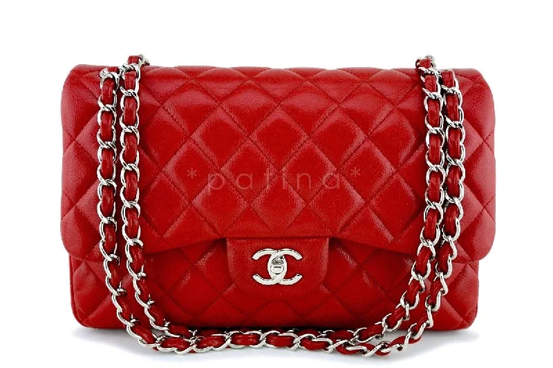 Chanel 11P Red Caviar Jumbo Classic Double Flap Bag SHW