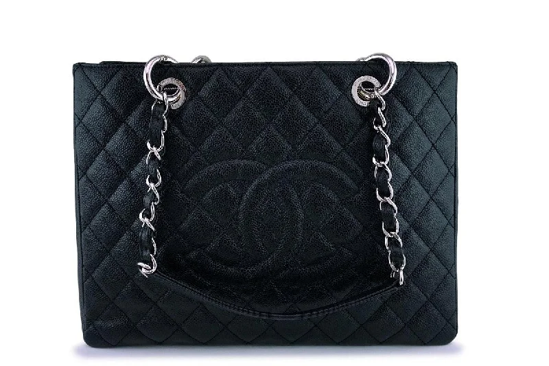 Chanel Black Caviar Grand Shopper Tote GST Bag SHW