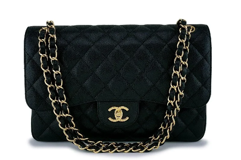 Chanel Black Caviar Jumbo Classic Double Flap Bag GHW