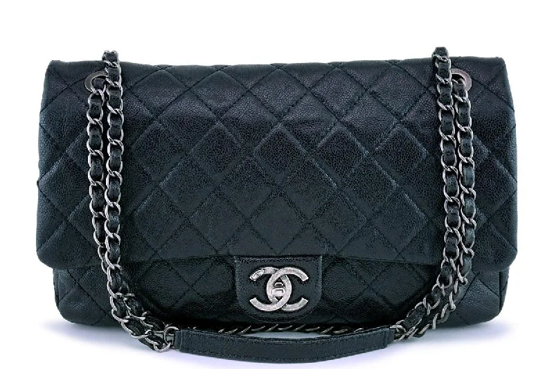 Chanel Black Caviar Jumbo-sized Classic Easy Flap Bag