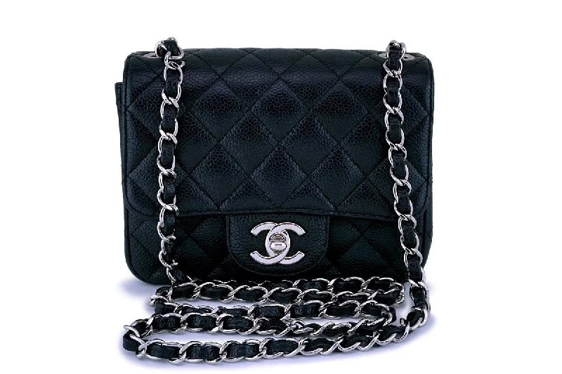 Chanel Black Caviar Square Mini Classic Flap Bag SHW